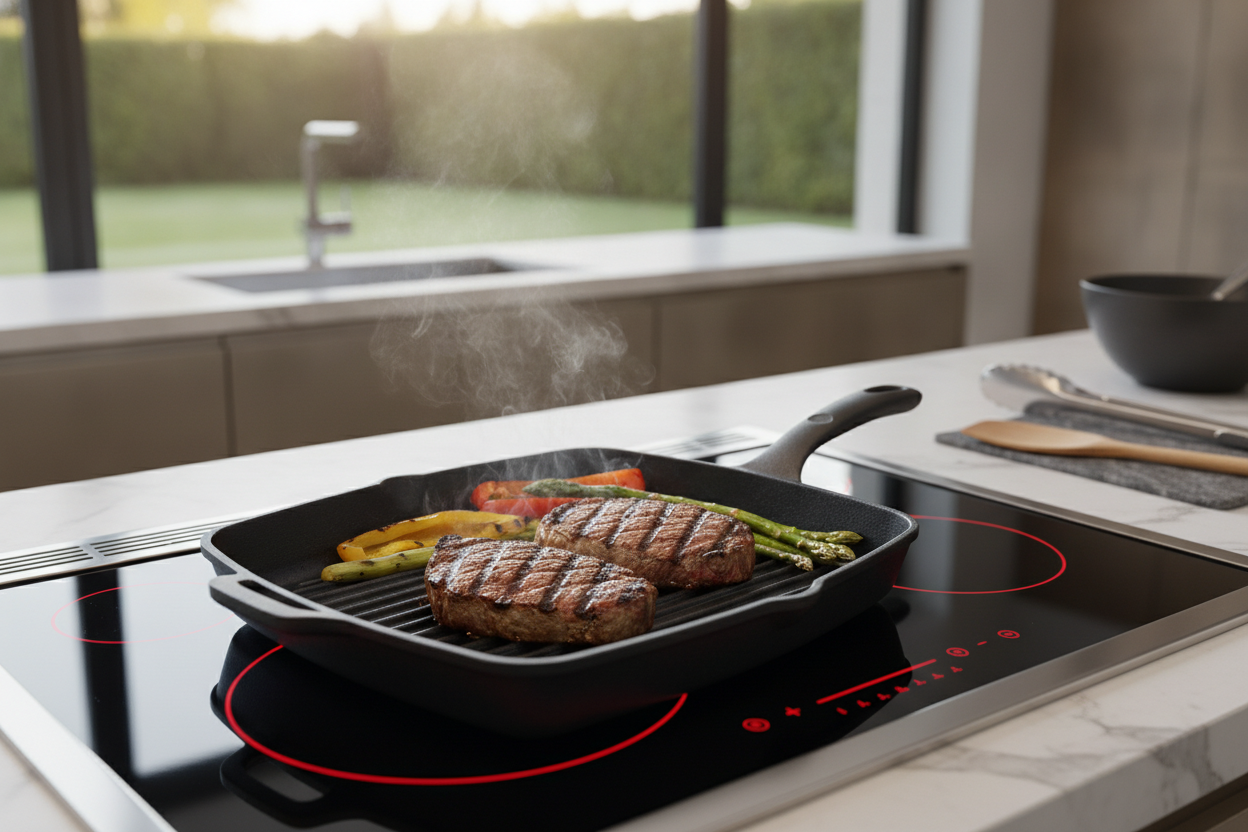 Grillpande til induktion: Få perfekte grillstriber i dit eget køkken